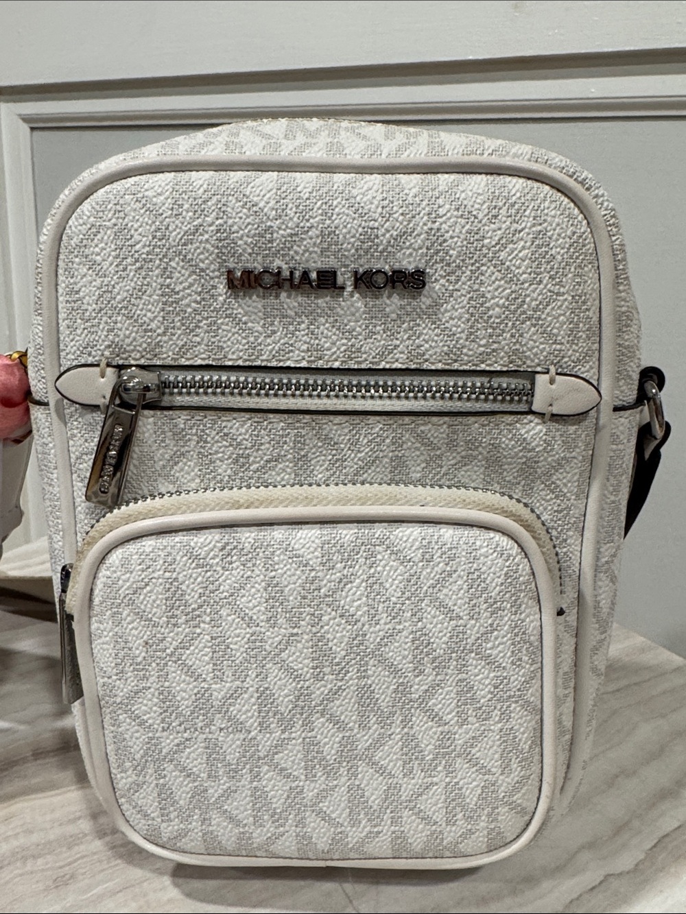 Michael Kors Bag Travel Small Jet Set Logo White Cream Leather Crossbody - Picture 4 of 17